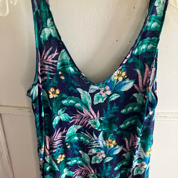Loft Vibrant Tropical Double V Tank Linen Knit Excellent Size S/M - Picture 2 of 5